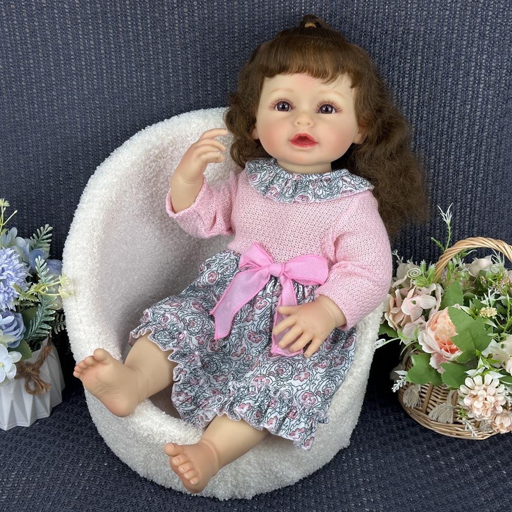 55CM Lavabile Realistica Morbida dipinta a mano Simulazione Baby Reborn Doll Bambini Accompagna la bambola da gioco
