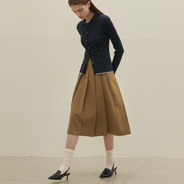 Atelier Nine Loewe Setup Button Point Pleated Midi Skirt (Sk-4817)