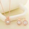Vrouwen Volledige Zirconia Holle Ronde Hanger Ketting Stud Oorbellen Sieraden Set