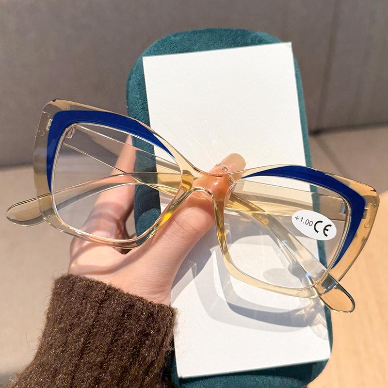 Ladies' Presbyopic Glasses Women Fashion Cat Eye Decorative Eyewear Men Oversize Anti Blue Light Far Sight Eyeglasses Diopter