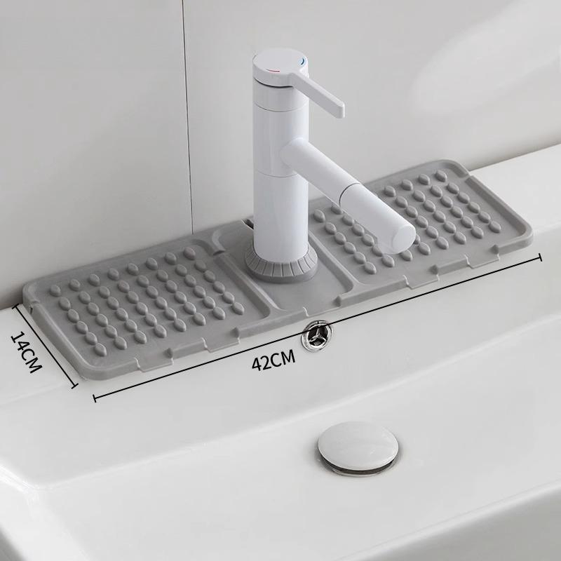 

42*14cm Foldable & Cuttable Silicone Faucet Mat - Waterproof Sloped Sink Splash Guard, Multi-purpose Drainage Pad for Kitchen & Bathroom