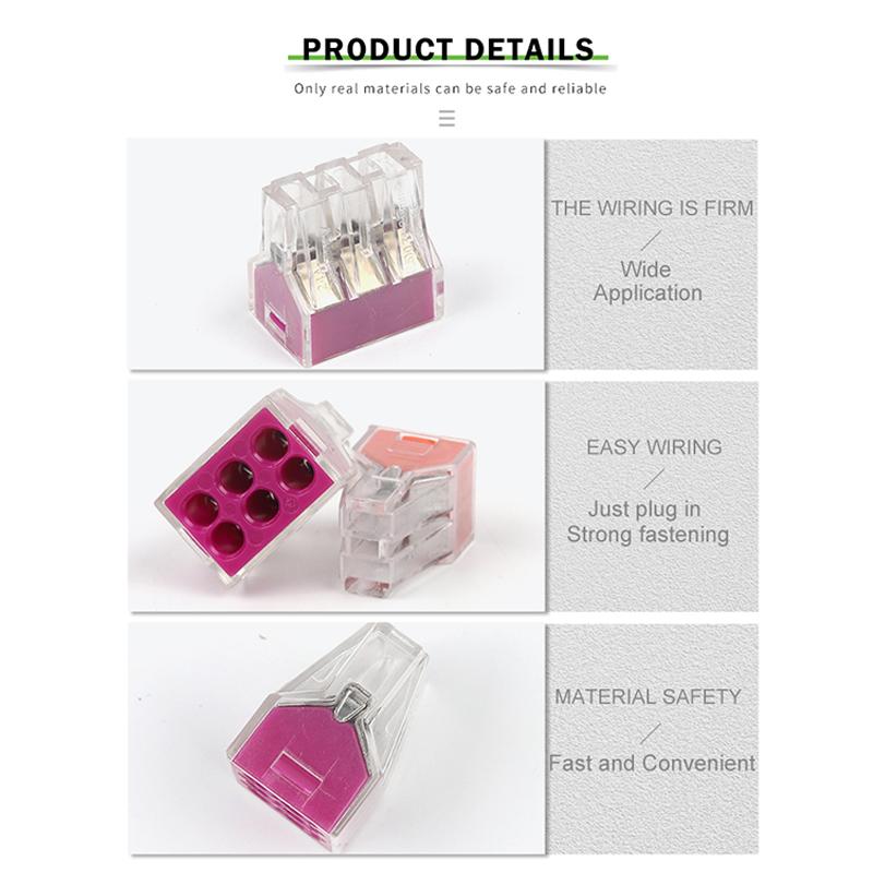 102/104/106/108 Conectori Universali Compacți pentru Cabluri Bloc Terminal cu Conductor Push-in 2/4/6/8 Pini Mini Cutie de Joncțiune Rapidă