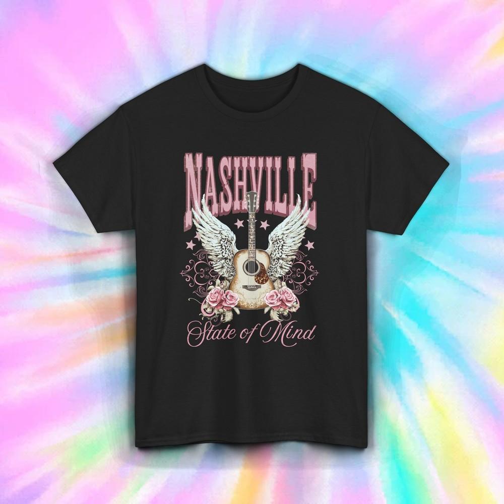 

Nashville Shirt State of Mind Wings Guitar Country Music Western Tee S-5XL 4XL