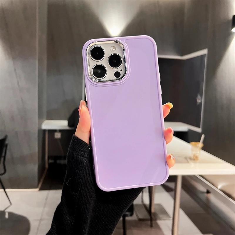 Galvanisierte Linsen-Bumber-Telefonhülle für iPhone 16 15 14 13 12 11 Pro Max X XR XS Max 7 8 Plus SE Einfarbige Silikon-Rückseite