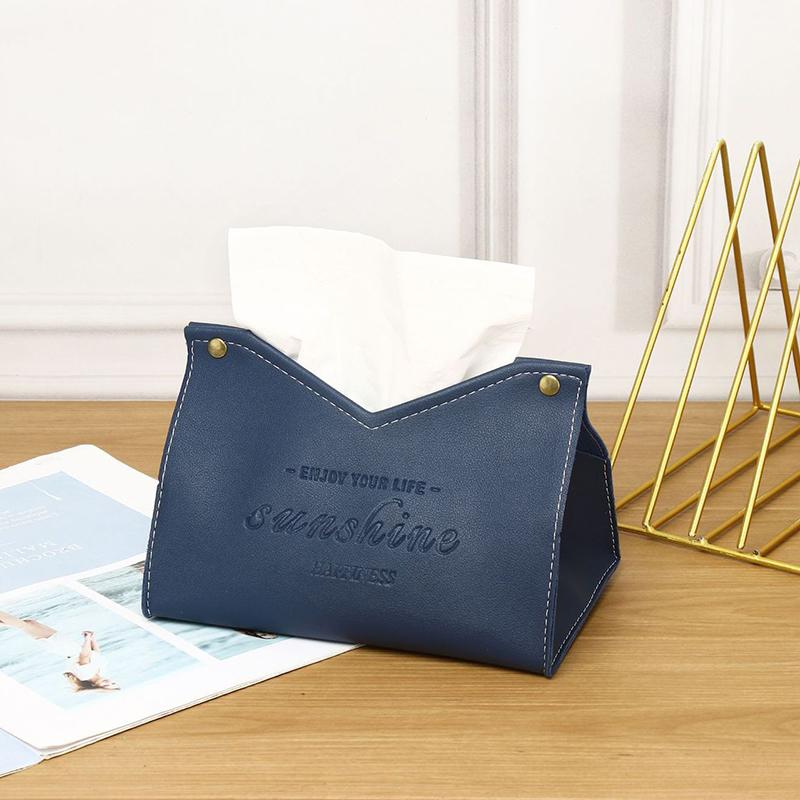 Pu Leather Tissue Box V-shaped Opening Roll Paper Toilet Paper Car Living Room Hotels Bedroom Study Napkin Storage For Home