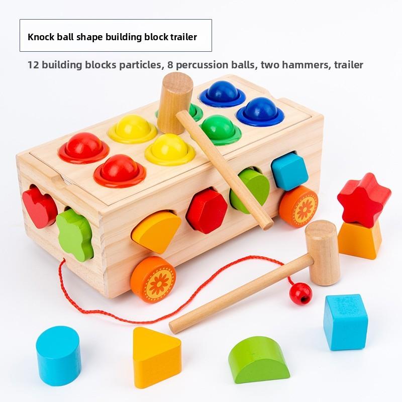 Building Wooden Preschool Blocks Number Shape Sorting Early Cognitive Skills