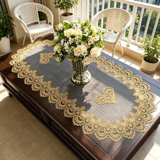 Oval Lace Table Runner, Vintage Table Runner Doily, Retro Lace Table Runner Floral Placemat for Coffee Table Dining Table Decor