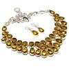 Citrine Topaz Pear Shape Gemstone Jewelry Set Handmade Antique Necklace Earrings