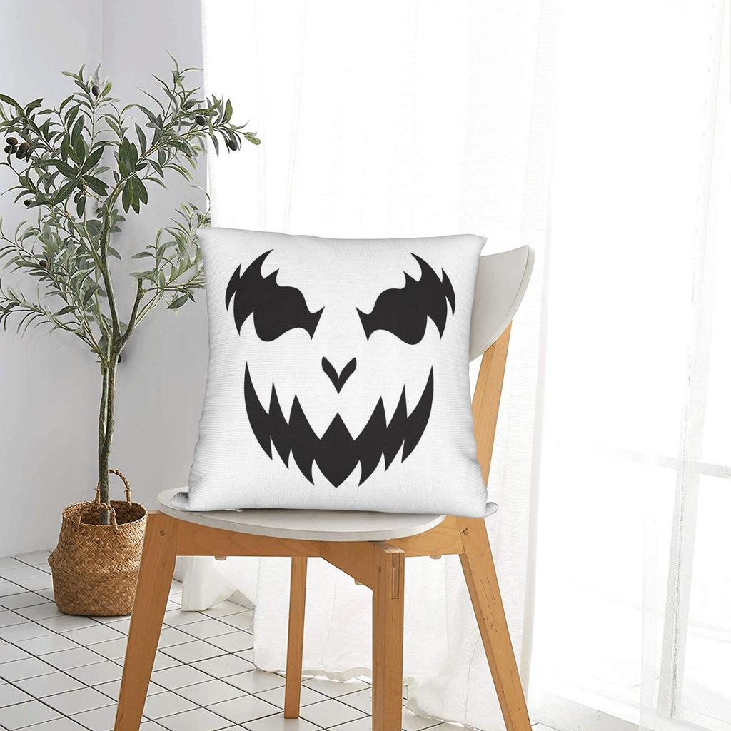Horror Pumpkin Face Halloween Square Pillow Case Cushion Cover Novelty Zipper Decorative Pillowcase for Home 18"
