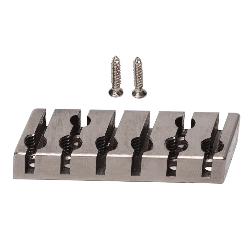 String Locking Nut 42mm Professional Silver Metal 6 String Locking Nut for Headless Electric Guitar