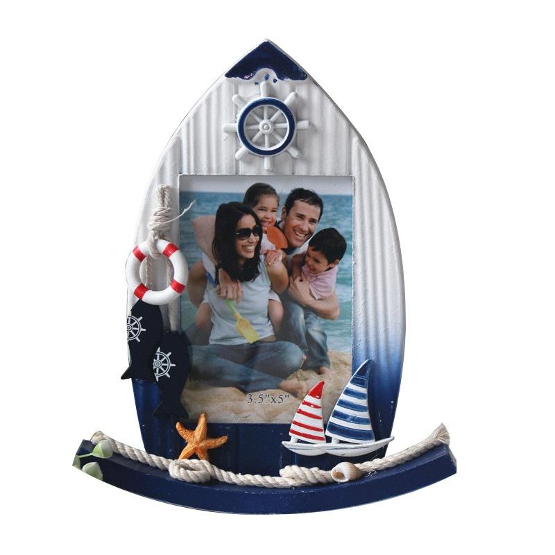 Ocean Boat Swinging Photo Frame Sailing Fashion Photo Frame Decoration Home Decoration Wooden Children 5-inch Photo Frame