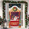 1 ks Veselé Vánoce Kryt na dveře Banner Polyester Vzor Santa Clause pro Štědrý večer Novoroční sváteční párty Vchodové dveře Domácí nástěnná dekorace