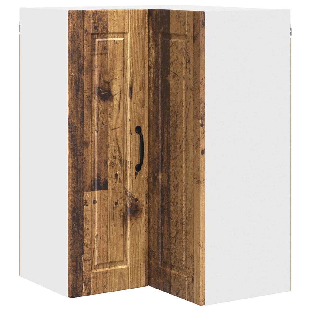 PORTO Wall Mounted Corner Cabinet Reclaimed Wood Look 57 X 57 X 80 Cm Engineered Wood