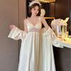 Summer White New Cute Playful Sexy Luxury Noble Korean Hot Girl Pure Desire Style Nightdress Two-piece Set Can Be Added