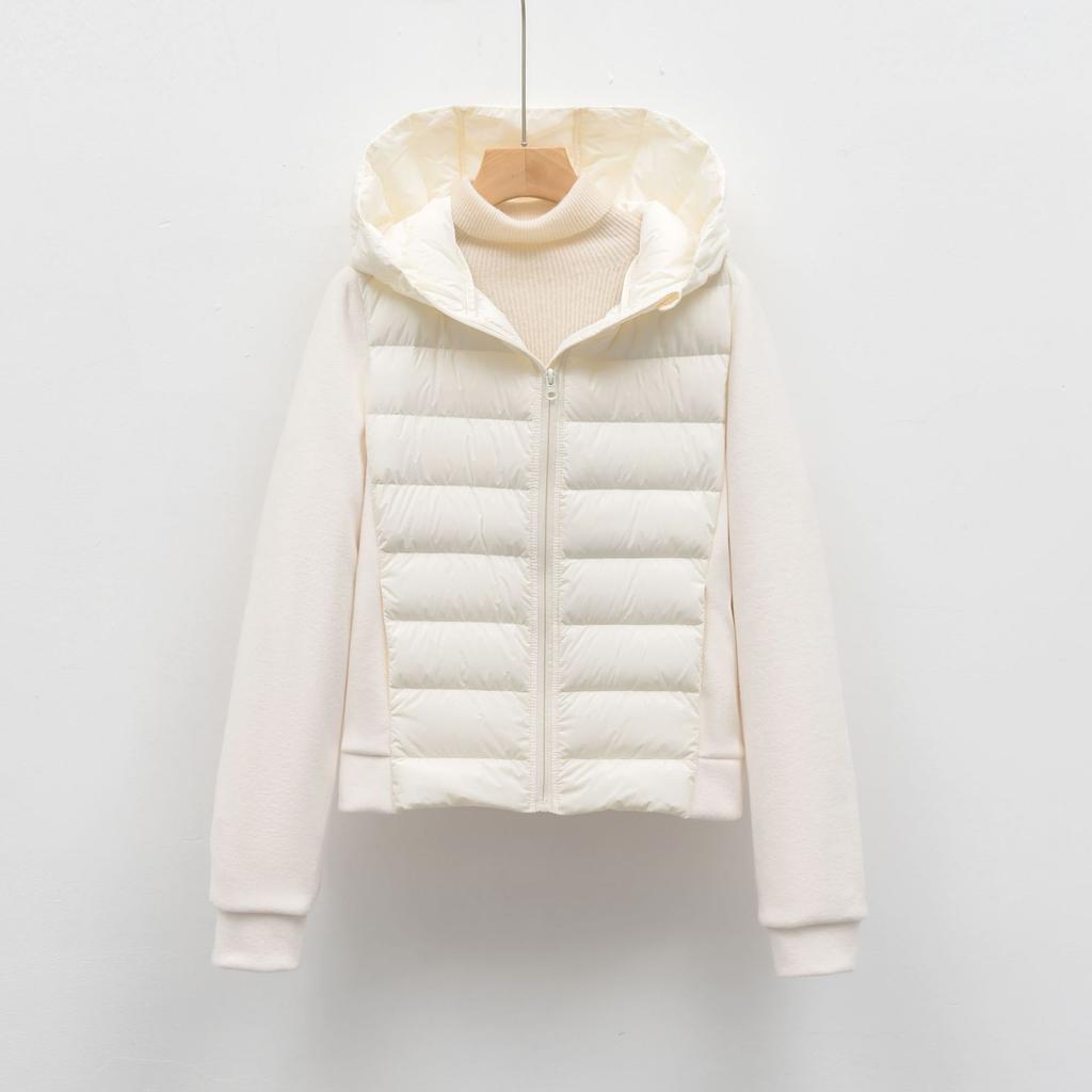 Kurze leichte Damen-Daunenjacke mit Kapuze, schlanke Daunenjacke für Fitness, Outdoor-Sport