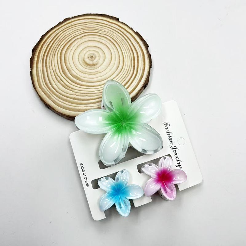 Sada skřipců do vlasů s frangipani: Květinové vlasové doplňky s imitací mramoru pro módní svátky