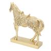 Golden Horse Statue Resin Animal Art Walking Horse Figurine Wealth Fengshui Ornament for Living Room Bedroom Porch Study Office