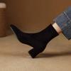 Autumn and winter rubber sole pointed women's fashion boots solid color suede large size women's boots medium heel sleeve square heel fashion boots
