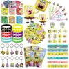 Spongebob Party Favors Self-Inking Stampers Pendant Keychain Slap Bracelets Gifts Goodie Bag Fillers Birthday Party Decorations