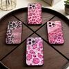 Fashion Pink Leopard Print  Phone Case For iPhone 17,16,15,14,13,12,11 Plus,Pro Max,XS,Soft Silicone Black Cover