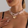Beaded Gold Plated Pendant Necklace Pink Gold Clavicle Chain Baroque Pearl Choker Dating Occasion