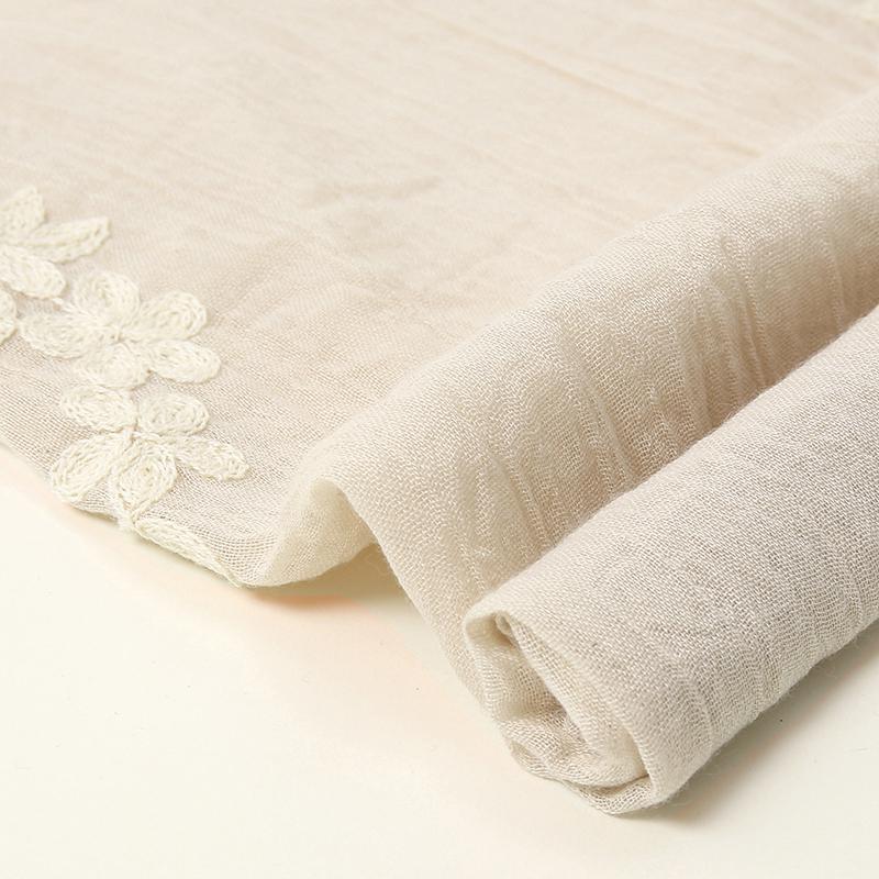 Fashion Embroidery Floral Long Scarf Hijab Woman Cotton Shawl Summer Solid Color Wraps For Ladies Casual Stole Headband 180*80cm