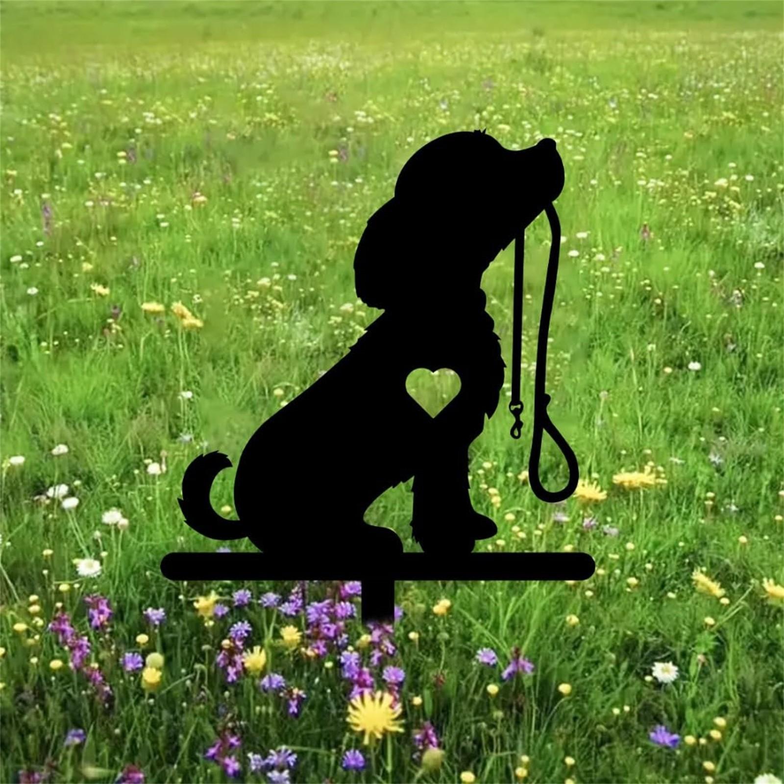 

Садовый колышек Волк Собака Кованое железо Силуэт Металлическая табличка для двора Садовое искусство One Size чёрный