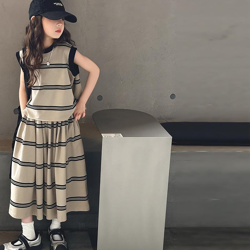 

Модный летний комплект-двойка для девочек: Жилет без рукавов и свободные широкие брюки 170 cm