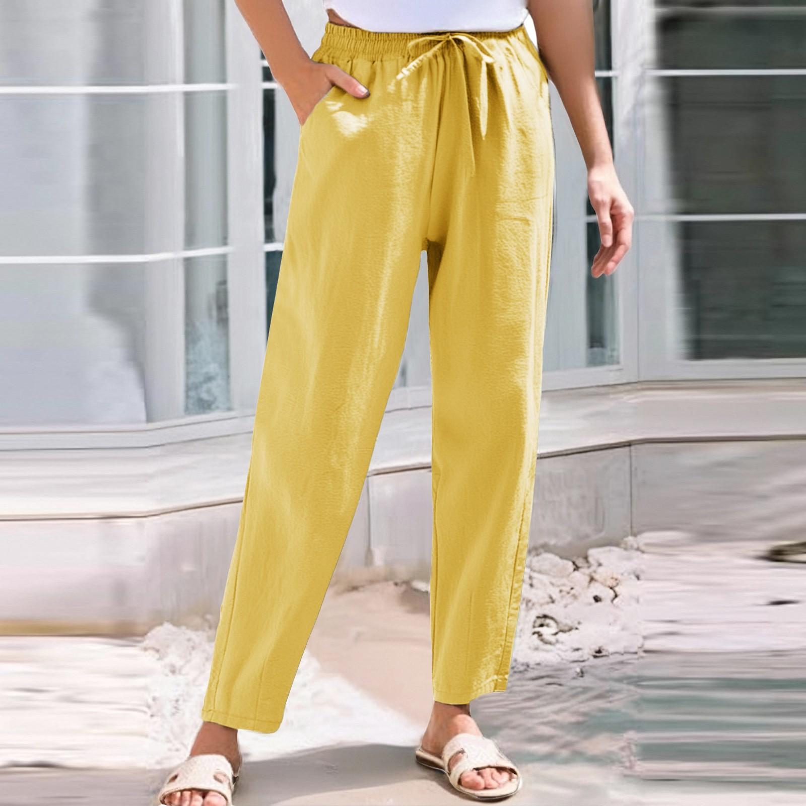 

Women s Cropped Pants Stralght Pants With Pockets Lightweight Caual Loose Trousers XL