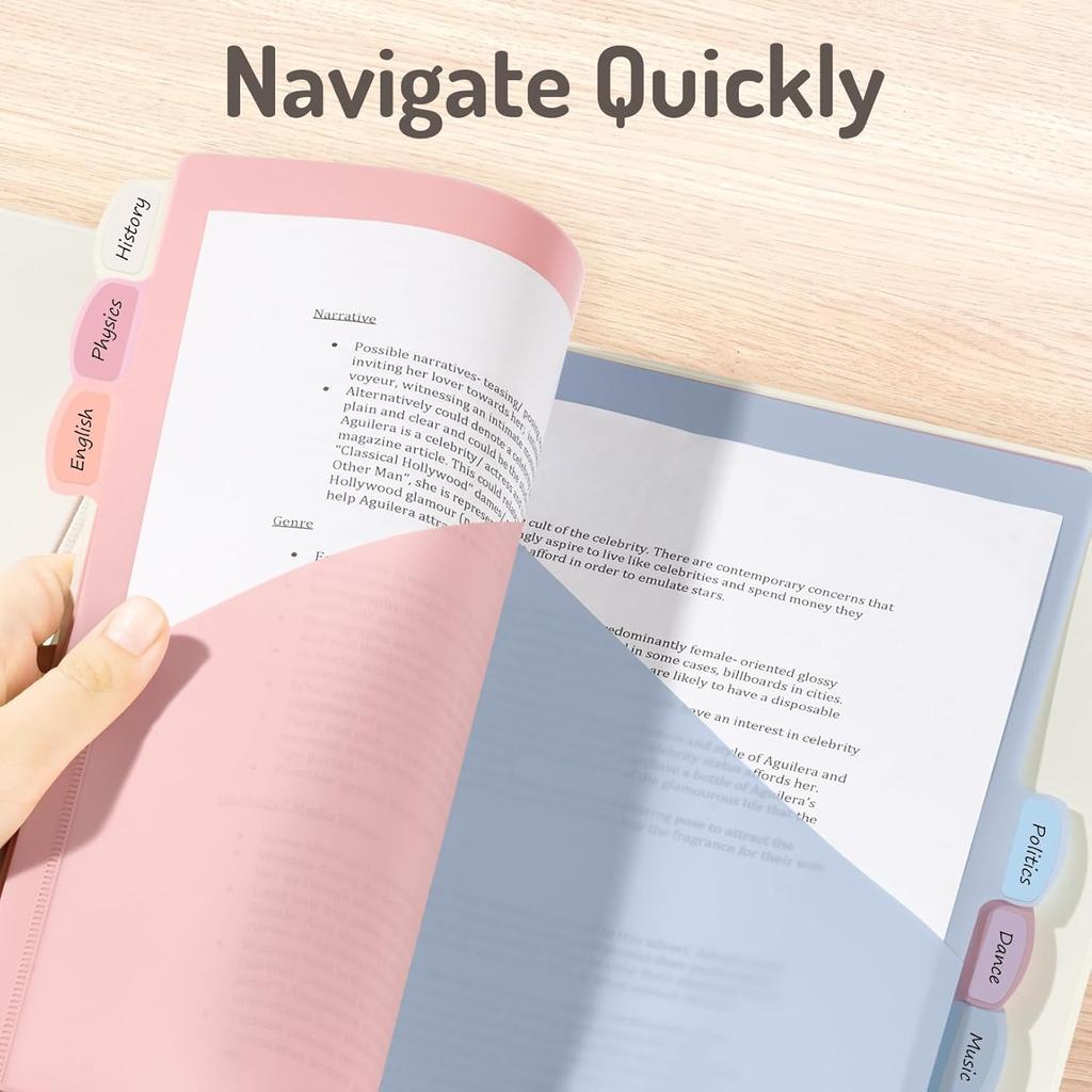 Forvencer 8 Count Dividers for 3 Ring Binder, 8 Tabs Binder Dividers with 2 Pockets, Binder Dividers with Tabs for School Office and Home