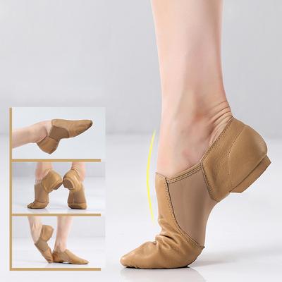 Sapatos de dança de jazz de couro femininos, pretos, sola antiderrapante, sapatos de jazz, tênis de dança adultos de alta qualidade para meninas, sapatos baixos femininos