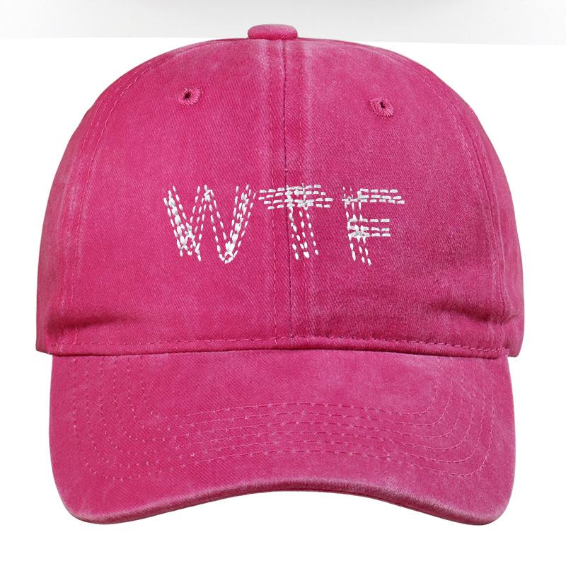 Unisex Washed Cotton Embroidered WTF Baseball Cap - Outdoor Duckbill Design