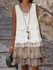 2024 Women Sleeveless Lace Patchwork Dress Q332 International Fashion