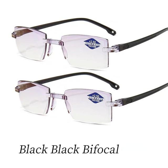 

2 пары новых очков для чтения без оправы, женские бифокальные очки с защитой от синего света и дальнозоркостью, очки для дальнозоркости + 10,5 + 2a 3.5