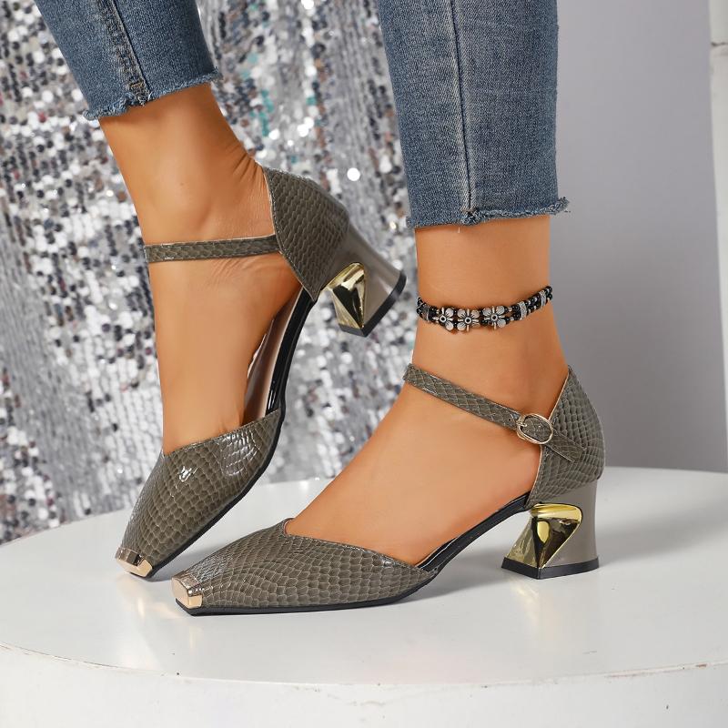 

Spring and Autumn 2026 New Women s Professional Dress Shoes French Elegant Temperament One-word Buckle with Women s High Heels 36 сірий колір
