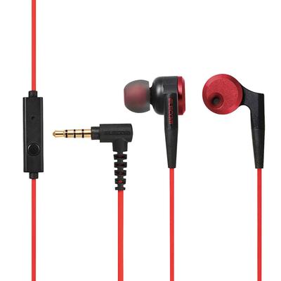 Elecom Fones de Ouvido Estéreo, Intra-auriculares, Driver de 10mm, com Microfone, Graves Profundos, GrandBass, Vermelho, EHP-GB100MRD