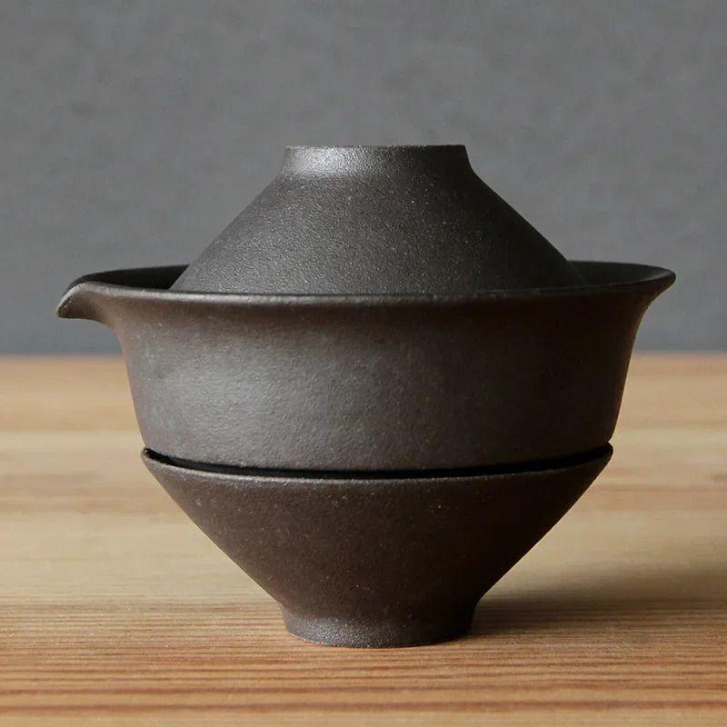Ceramic Tea Cup Set Portable Japanese Travel Teaware Kung Fu 1 Pot 2 Cups Home Office Vintage Drinkware Gaiwan
