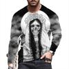 Autumn Winter Men's Christmas Pullover Long Sleeve Top Loose Fit Spring Skeleton Youth Men Round Neck Casual T-shirt