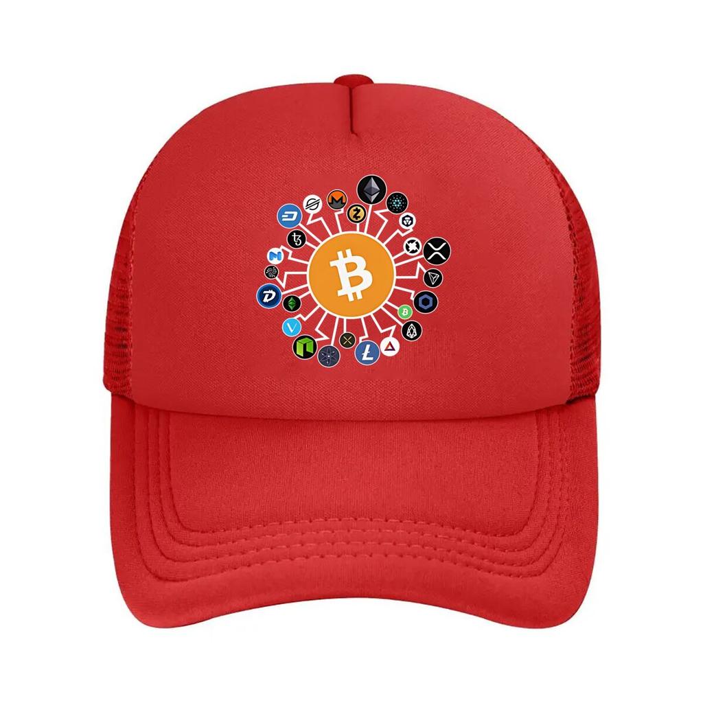 Crypto Icons Finance Inspired Bitcoin Altcoin Art Design Mesh Baseball Cap