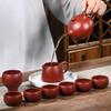 Xishi Purple Clay Tea Set with Gold & Jade Inlay