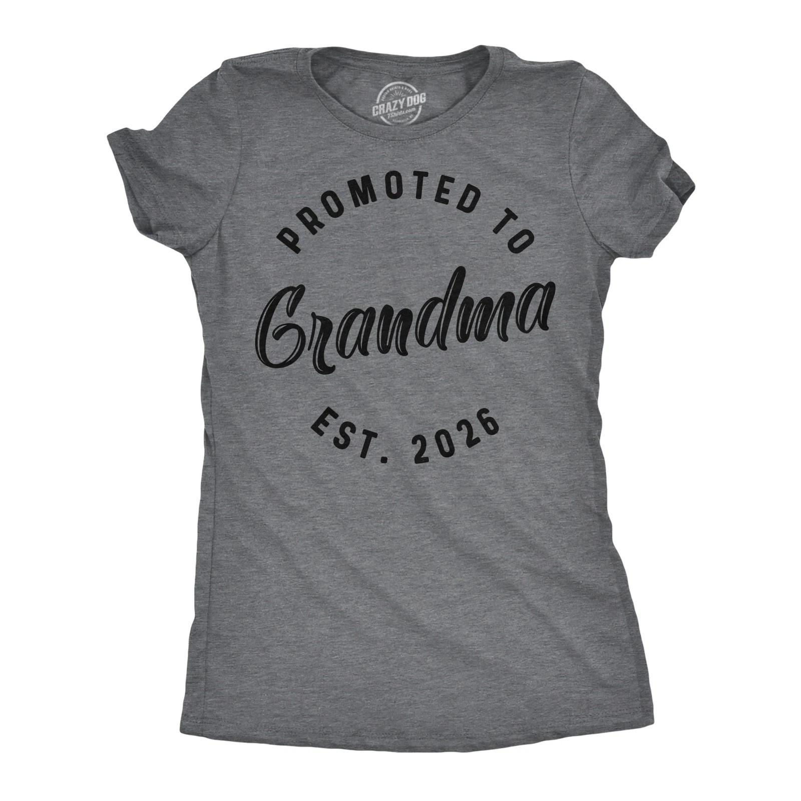 Womens Funny T Shirts Promoted To Grandma 2026 Sarcastic Family Tee For Ladies S