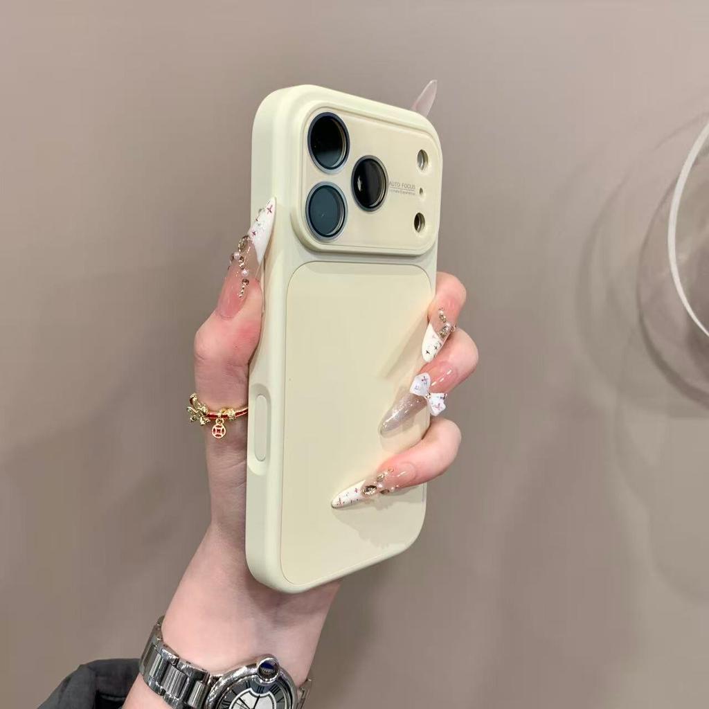 Large Window Candy Pure Color Case for For Iphone 16 17 Pro Max 1 14 13 With Lens Film Liquid Silicone Shockproof PC Cover