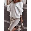 Women's Casual V-Neck Hoodie and Skirt Set