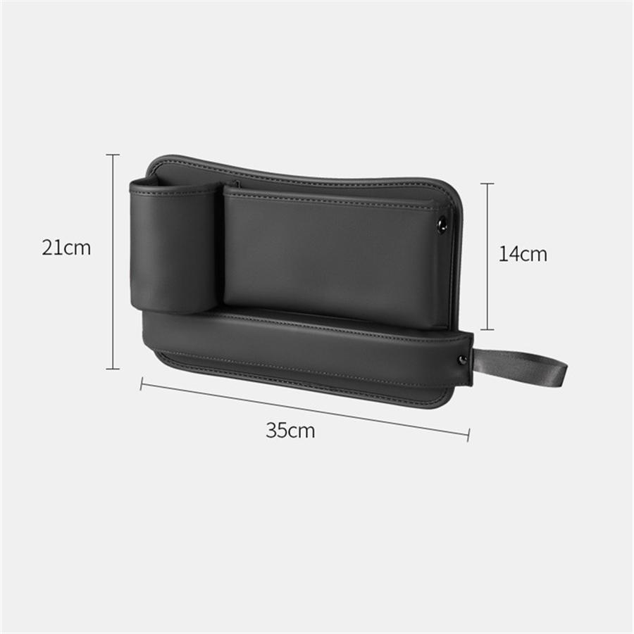 Left Side Car Console Side Seat Gap Crevice Filler Organizer Black w/Cup Holder