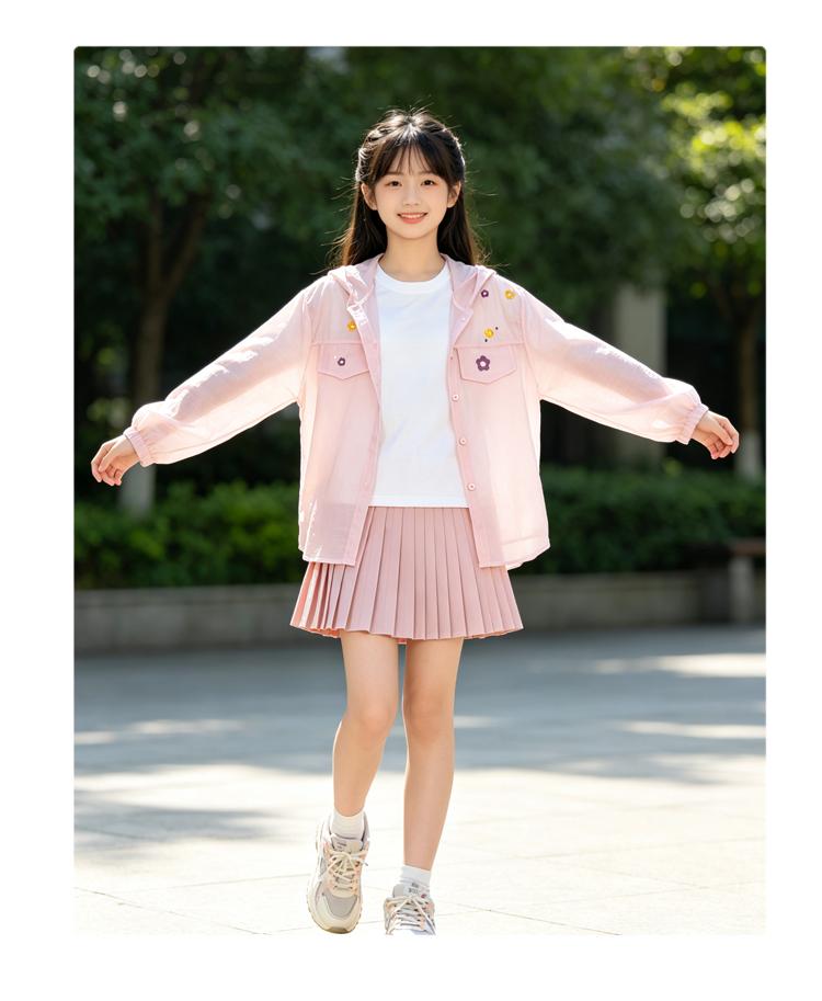 Girls' Skin Clothes Summer New Hooded Lightweight Breathable Jacket