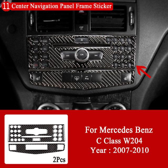 Car Interior Decoration Carbon Fiber Central Control Panel Decal Stickers For Mercedes Benz C Class W204 2007-2013 Accessories