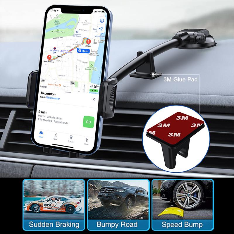 Handyhalter für die Windschutzscheibe des Autos, Anti-Shake-Windschutzscheiben-Langarm-Telefonhalter, Auto-Innenausstattung für Rennwagen