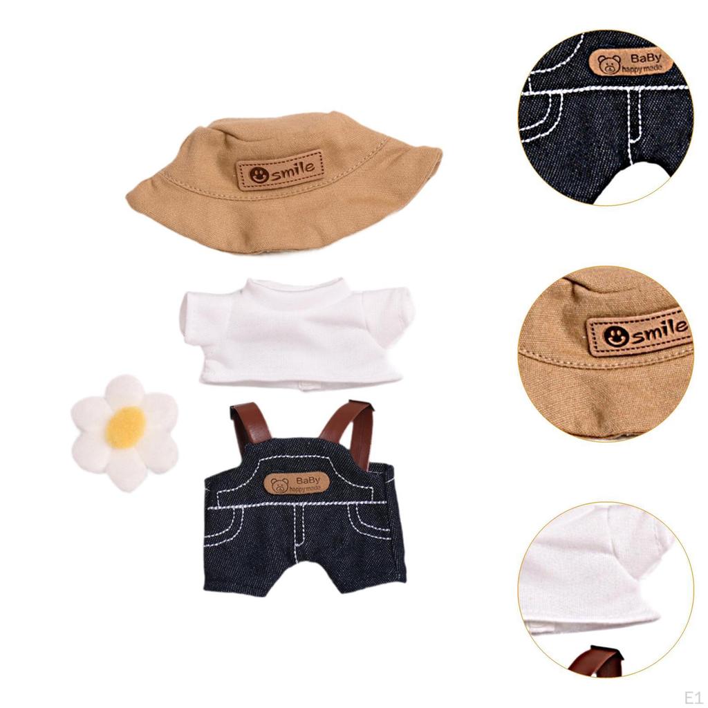 Stuffed Doll T Shirt and Pants Short Sleeve Suit for 5.91'' Imagination Khaki Hat