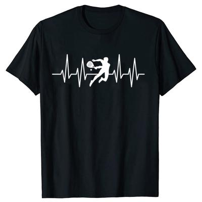 Padel Player Heartbeat Funny Tennis Lovers T-shirts Men Women's Fashion Casual Tshirt 100% Cotton Loose Oversized T Shirt