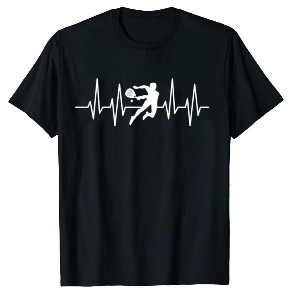 Padel Player Heartbeat Funny Tennis lovers T-shirts Men Women's Fashion Casual Tshirt 100% Cotton Loose Oversized T Shirt